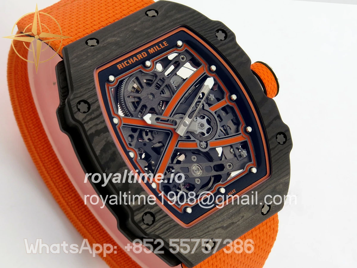 Richard Mille Umi Maker's RM67-02 Black NTPT McLaren Orange Skeleton Dial on Nylon strap CRMA7 V2 - Image 4