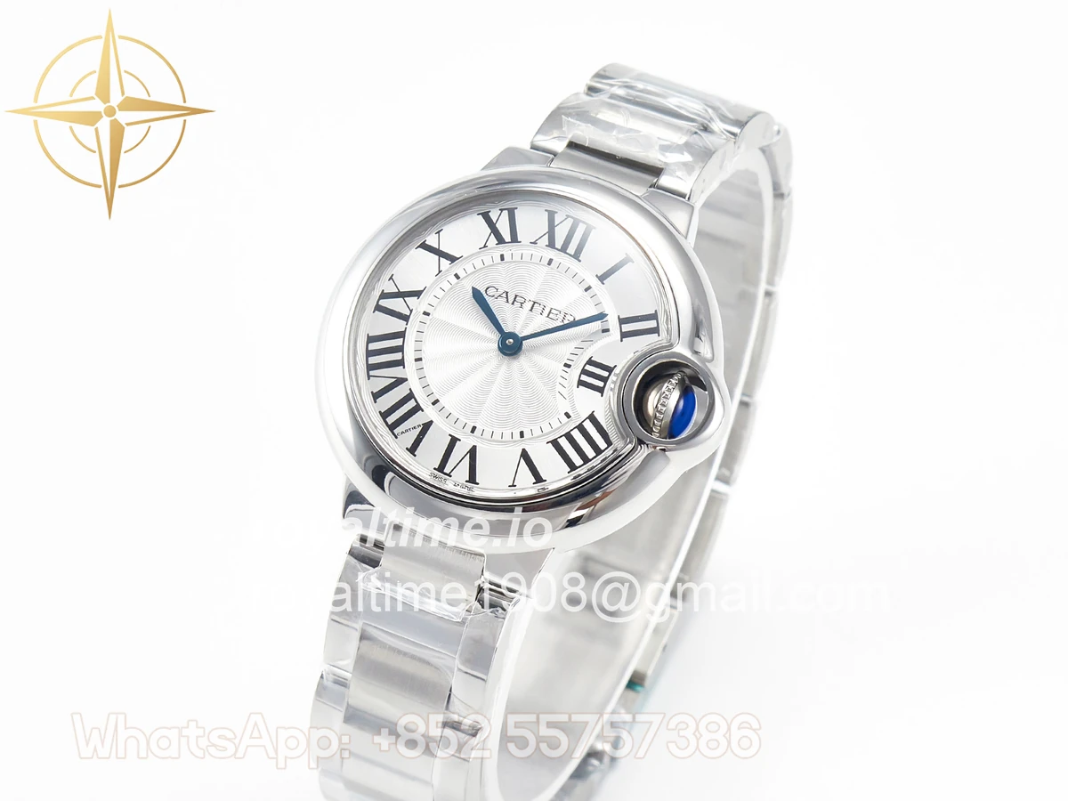 Cartier Ballon Bleu 33mm SS AF White Textured Dial on SS Bracelet Ronda Quartz - Image 4