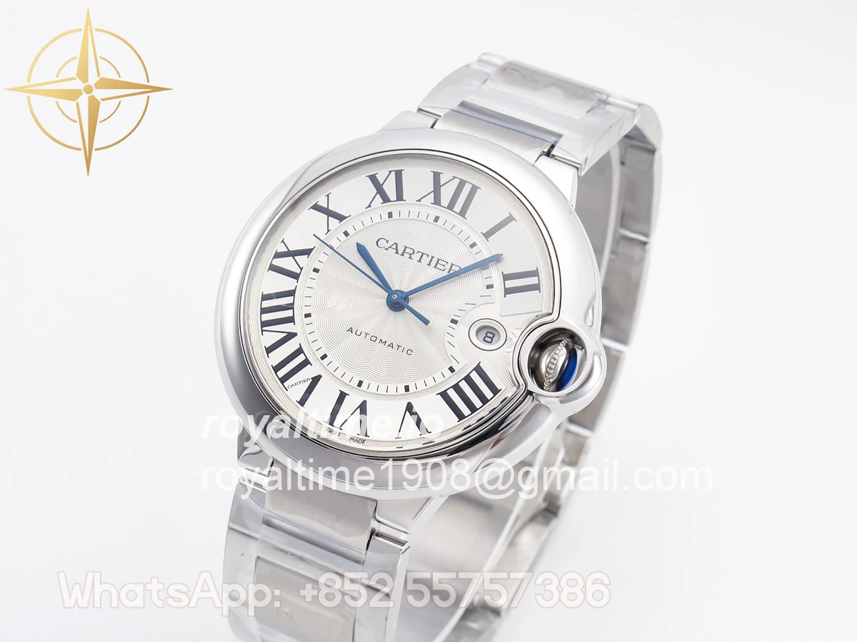 Cartier Ballon Bleu 42mm SS AF White Texture Dial on SS Bracelet A2824 V5 - Image 4