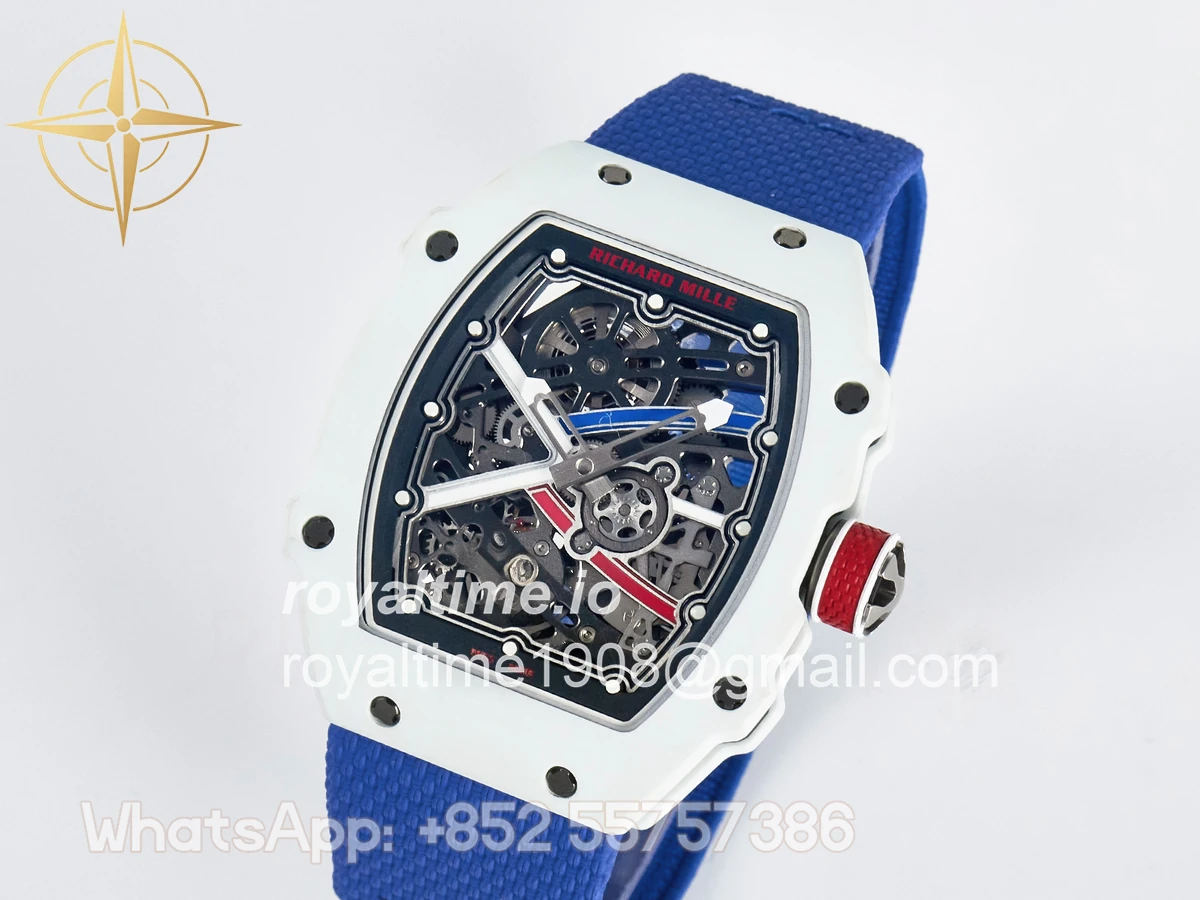 Richard Mille Custom Made RM67-02 White NTPT France Dial on Blue Nylon strap CRMA7 - Image 4