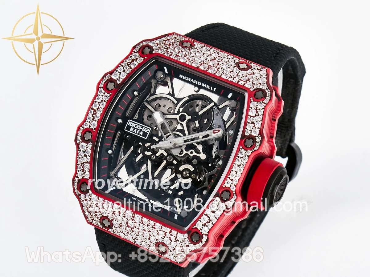 Richard Mille Custom RM035-02 Red NTPT PPMF Red Crown on Nylon Strap Custom Vaucher Movement - Image 4