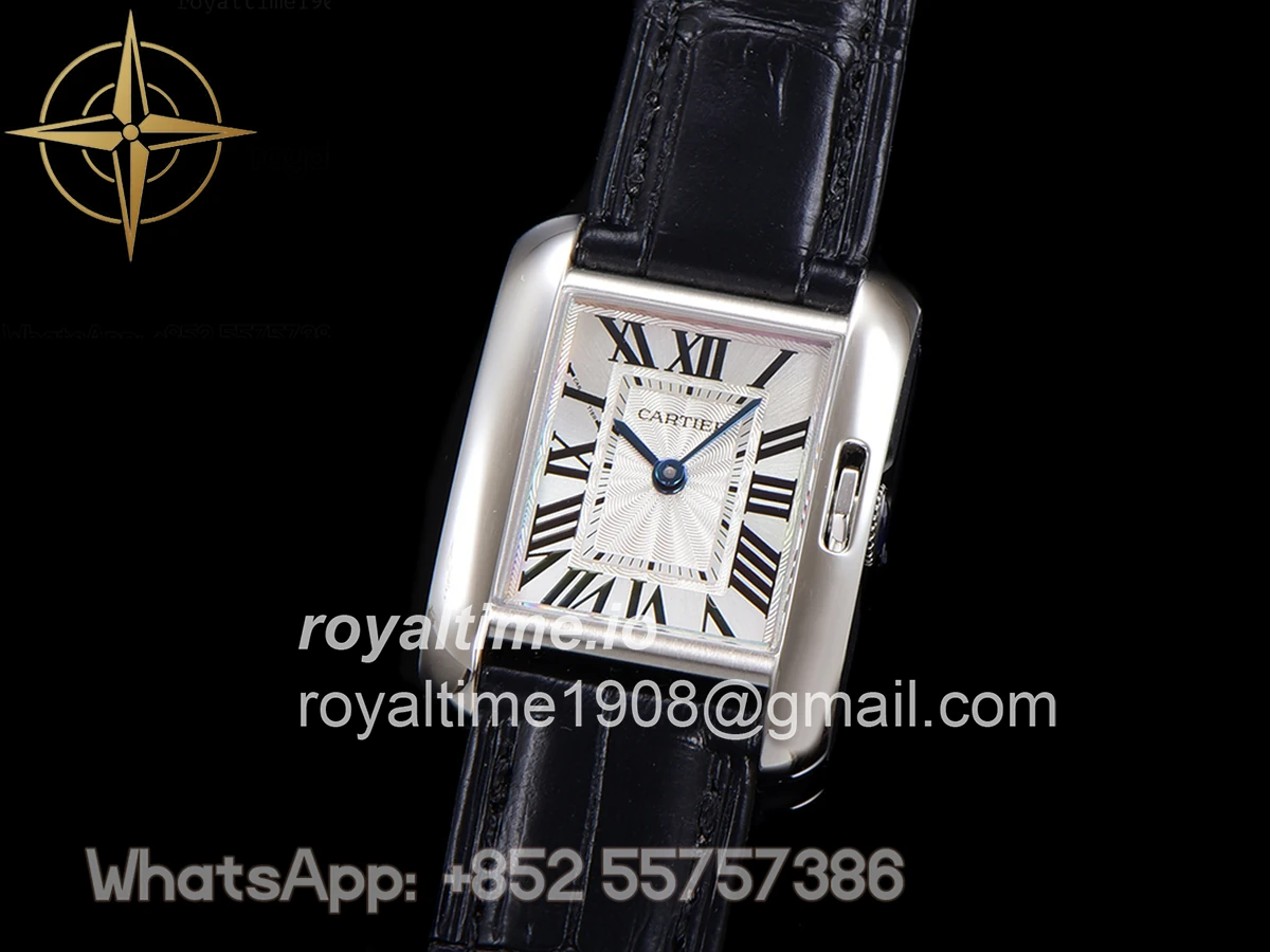 Cartier Tank Anglaise 30.2mm White Dial in Steel on Leather Strap - Image 4