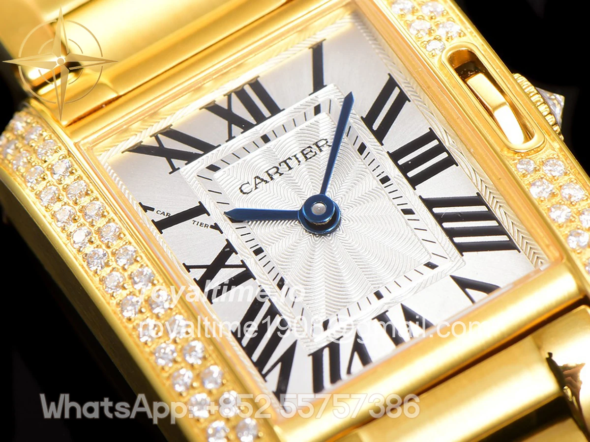 Cartier Tank Anglaise 30.2mm White Dial with Diamond Bezel in Yellow Gold - Image 4