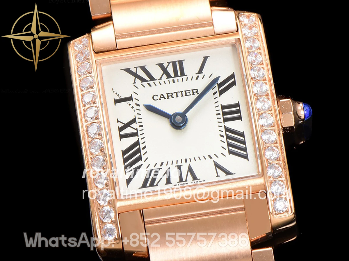 Cartier Tank Francaise Watch Small Rose Gold with Diamond Bezel - Image 4