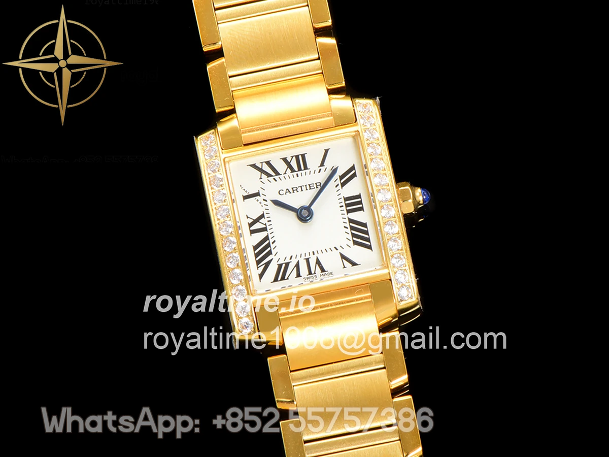 Cartier Tank Francaise Watch Small Yellow Gold with Diamond Bezel - Image 4