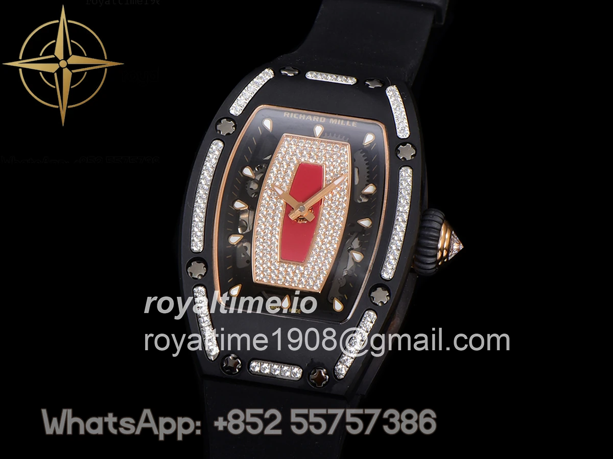 Richard Mille RM 007 Automatic Ladies Black Ceramic Red Lips Diamond - Image 4