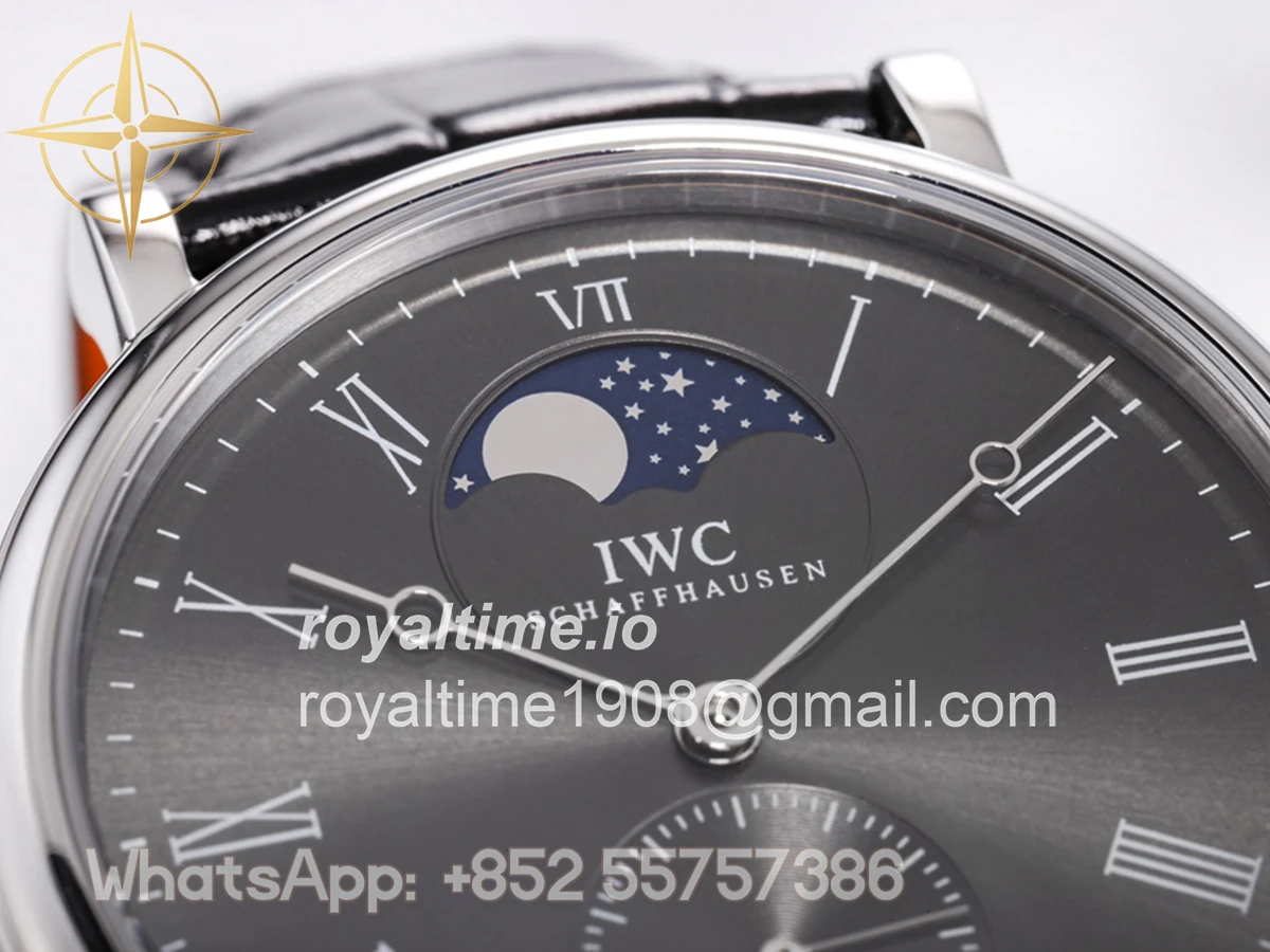 IWC Portofino Hand Wound Moon Phrase IW5548 Grey Dial in Steel - Image 4