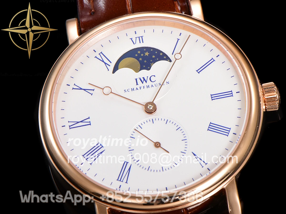 IWC Portofino Hand Wound Moon Phrase IW5548 White Dial in Rose Gold - Image 4