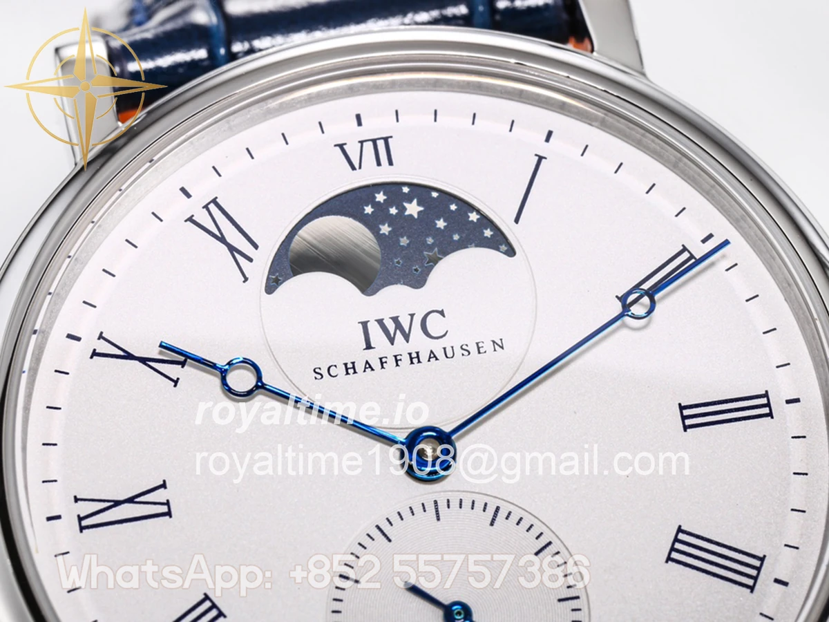 IWC Portofino Hand Wound Moon Phrase IW5548 White Dial in Steel - Image 4