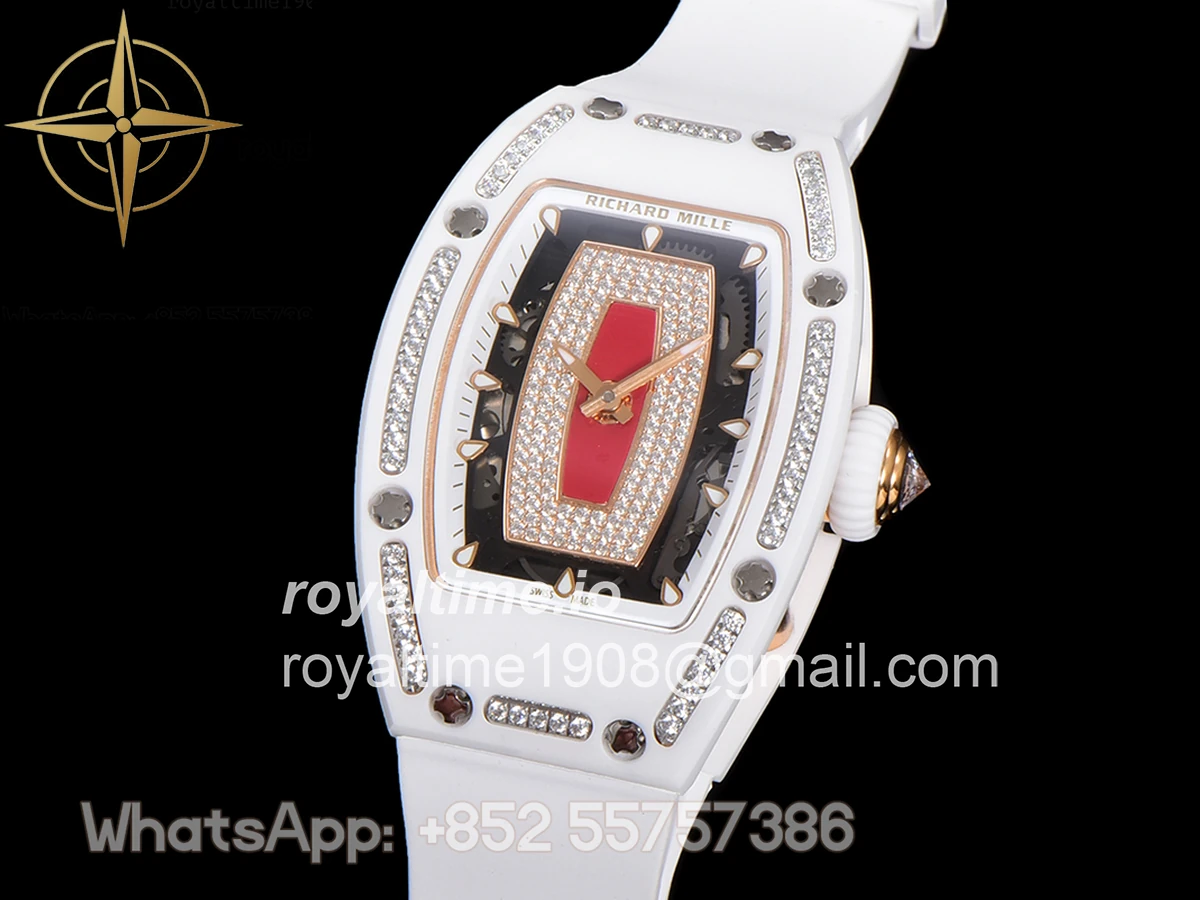 Richard Mille RM 007 Automatic Ladies White Ceramic Red Lips Diamond - Image 4