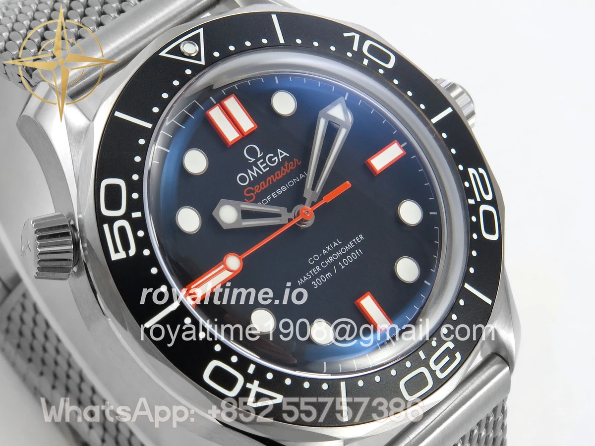 Omega Seamaster 300M Diver SS ORF Black/Orange Dial on SS Mesh Bracelet OR8806 - Image 4