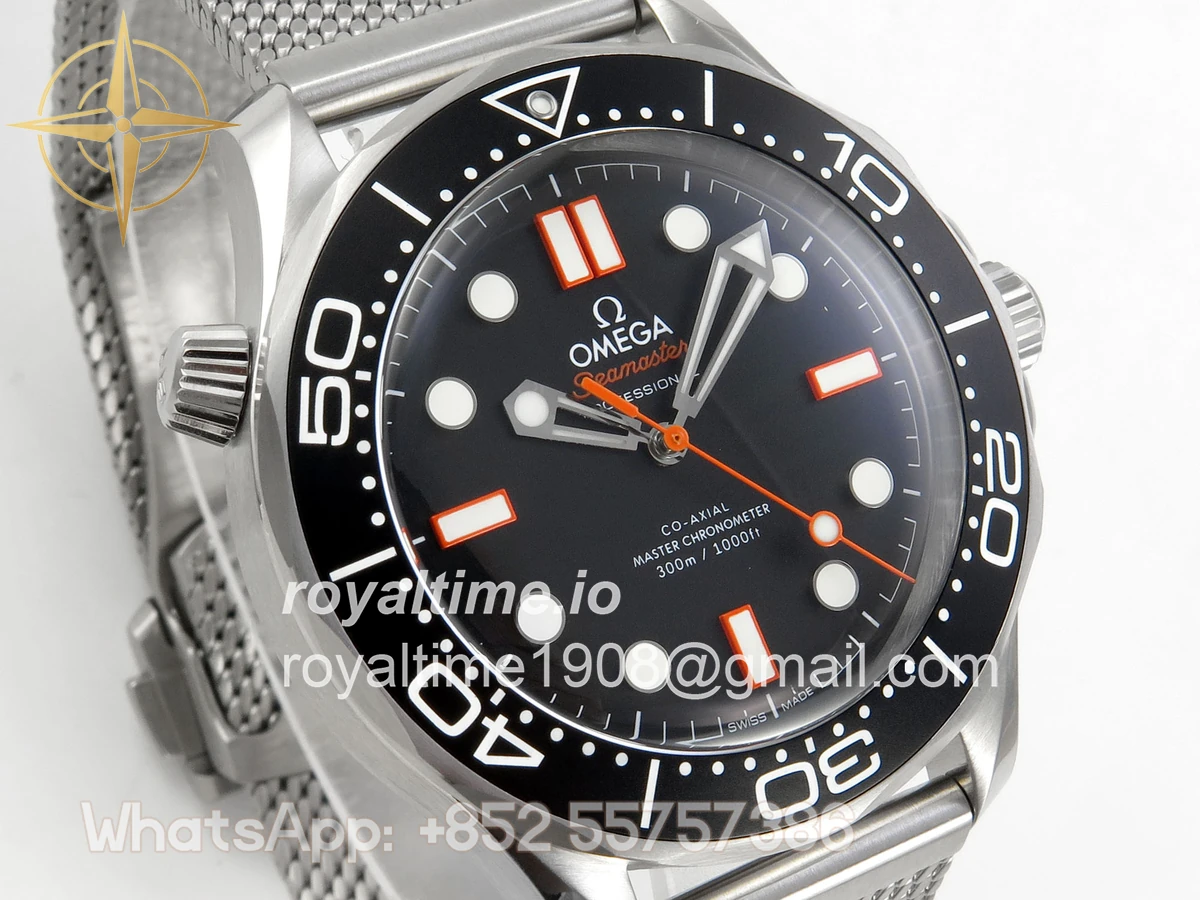 Omega Seamaster 300M Diver SS VSF Black/Orange Dial on SS Mesh Bracelet VS8806 - Image 4