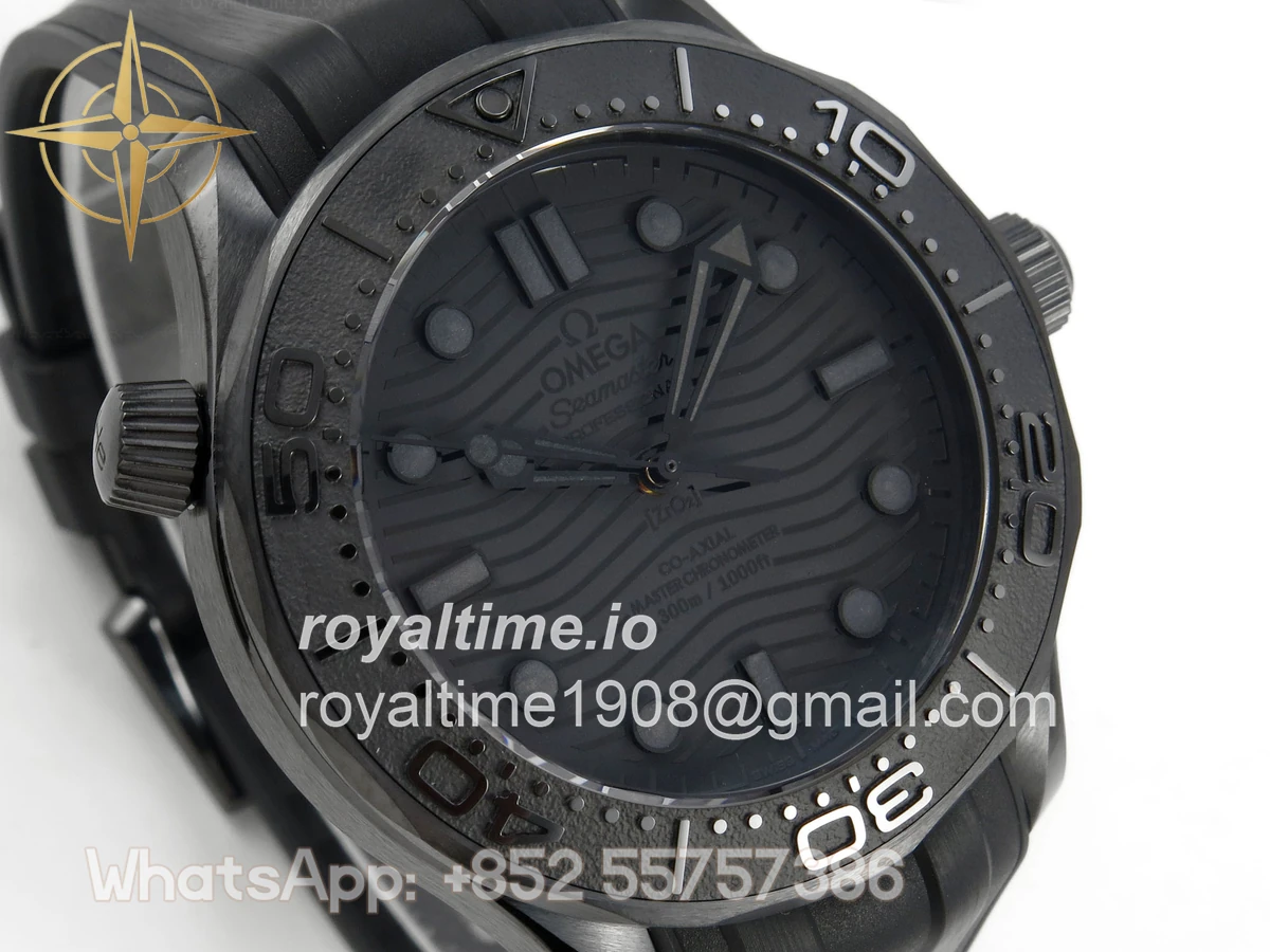 Omega Seamaster Diver 300M Black Ceramic Bezel ORF All Black Dial On Black Rubber Strap OR8806 - Image 4