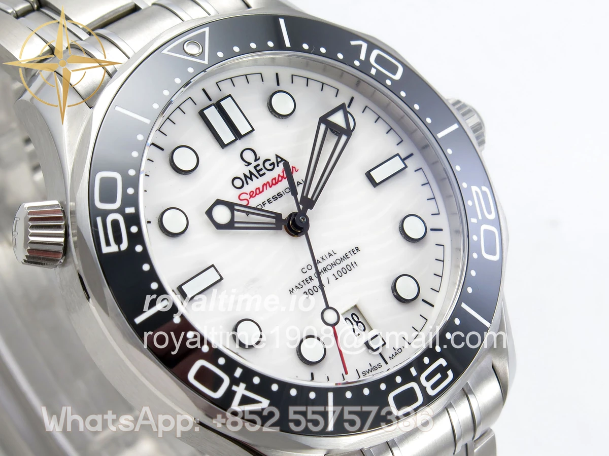 Omega Seamaster Diver 300M SS ORF Black Ceramic White Dial on SS Bracelet OR8800 - Image 4