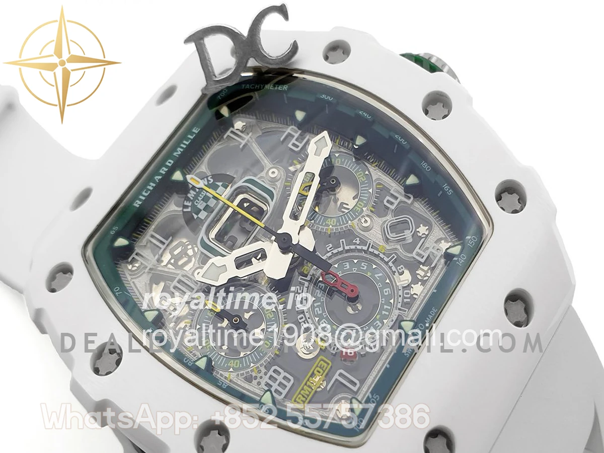 Richard Mille RM 011-02 Le Mans Classic Chronograph in Green on White Rubber Strap - Image 4