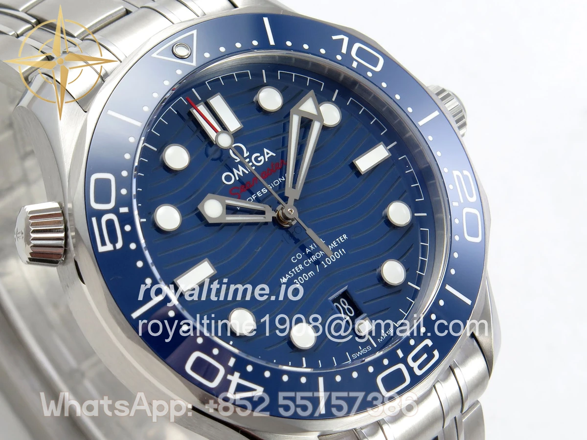 Omega Seamaster Diver 300M SS ORF Blue Ceramic Blue Dial on SS Bracelet OR8800 - Image 4