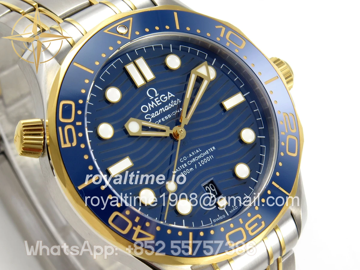 Omega Seamaster Diver 300M SS/YG ORF Blue Ceramic Blue Dial on SS/YG Bracelet OR8800 - Image 4