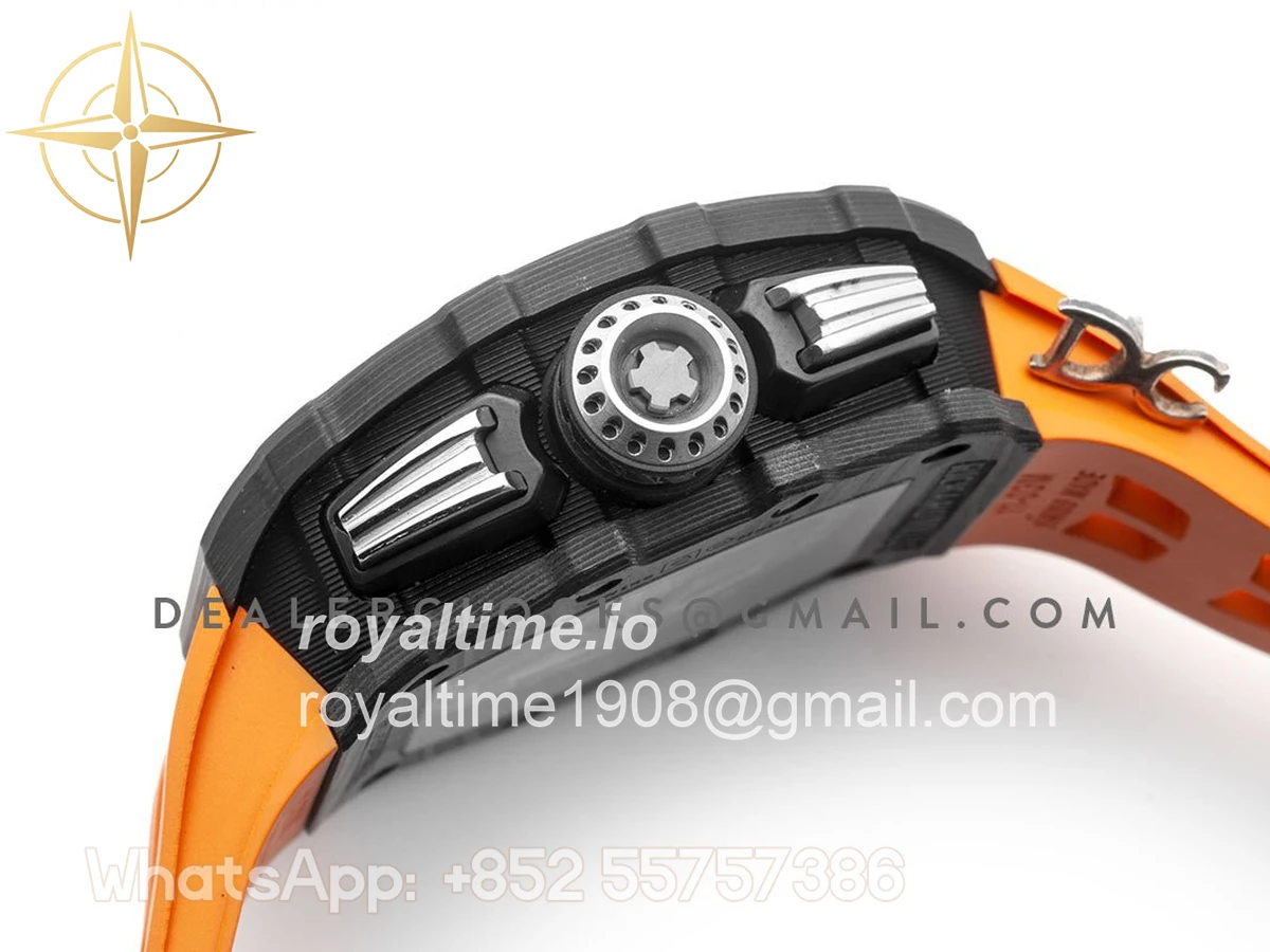 Richard Mille RM 011 Automatic Flyback Chronograph Carbon on Orange Rubber Strap - Image 4