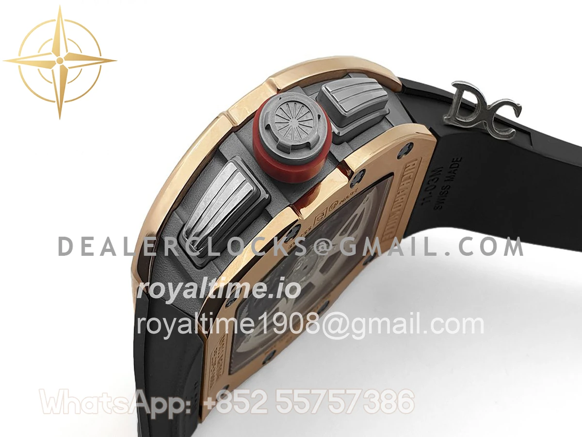 Richard Mille RM 011 Automatic Flyback Chronograph in Rose Gold / Titanium on Black Rubber - Image 4