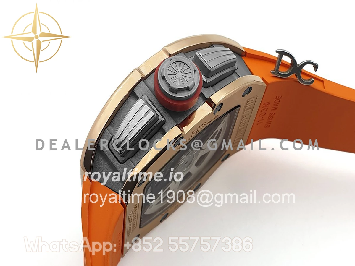 Richard Mille RM 011 Automatic Flyback Chronograph in Rose Gold / Titanium on Orange Rubber - Image 4