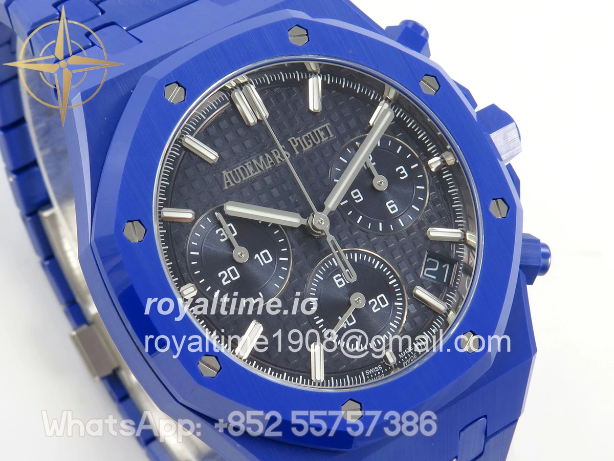 Audemars Piguet Royal Oak Chrono 26240 Blue Ceramic APSF Blue Dial On Blue Ceramic Bracelet SA4401 - Image 4