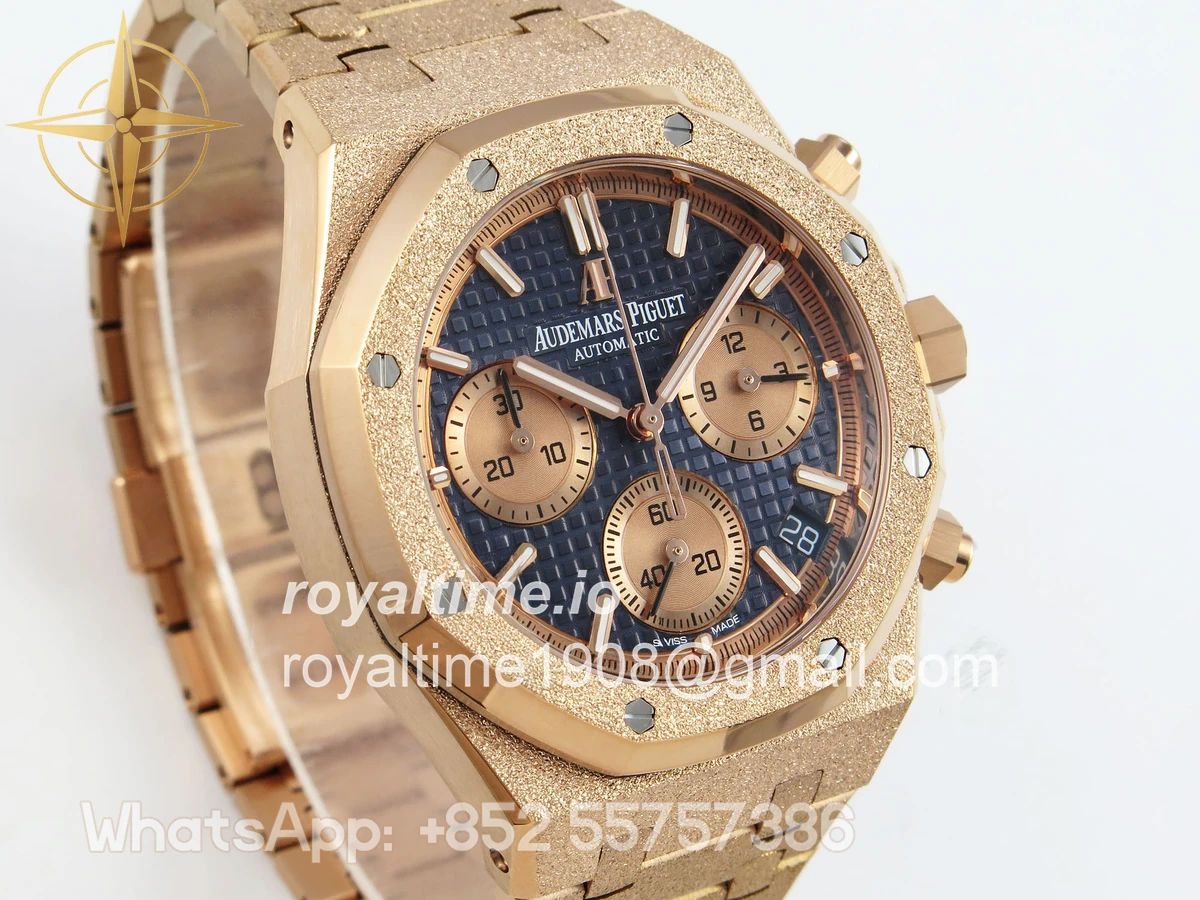Audemars Piguet Royal Oak Chrono 26240 Frosted RG APSF Blue Dial on RG Bracelet SA4401 - Image 4