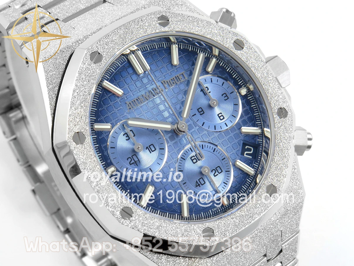 Audemars Piguet Royal Oak Chrono 26240 Frosted SS DDF Ice Blue Dial on Bracelet DD4401 (SW Dial) - Image 4