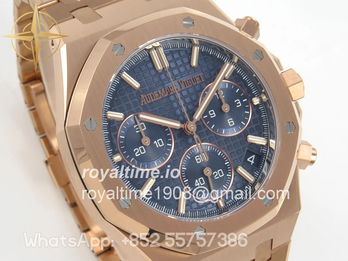 Audemars Piguet Royal Oak Chrono 26240 RG DDF Blue Dial on RG Bracelet DD4401 Gain Weight (SW Dial) - Image 4