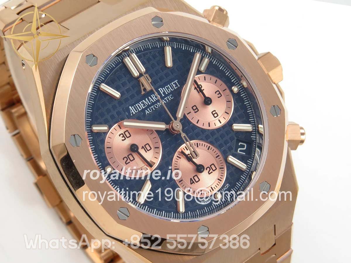 Audemars Piguet Royal Oak Chrono 26240 RG DDF Blue/RG Dial on RG Bracelet DD4401 (SW Dial) - Image 4