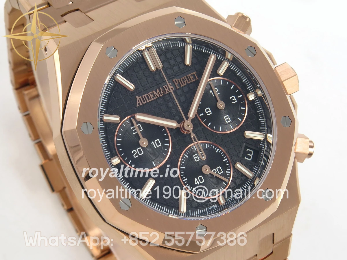 Audemars Piguet Royal Oak Chrono 26240 RG DDF Black Dial on RG Bracelet DD4401 Gain Weight (SW Dial) - Image 4