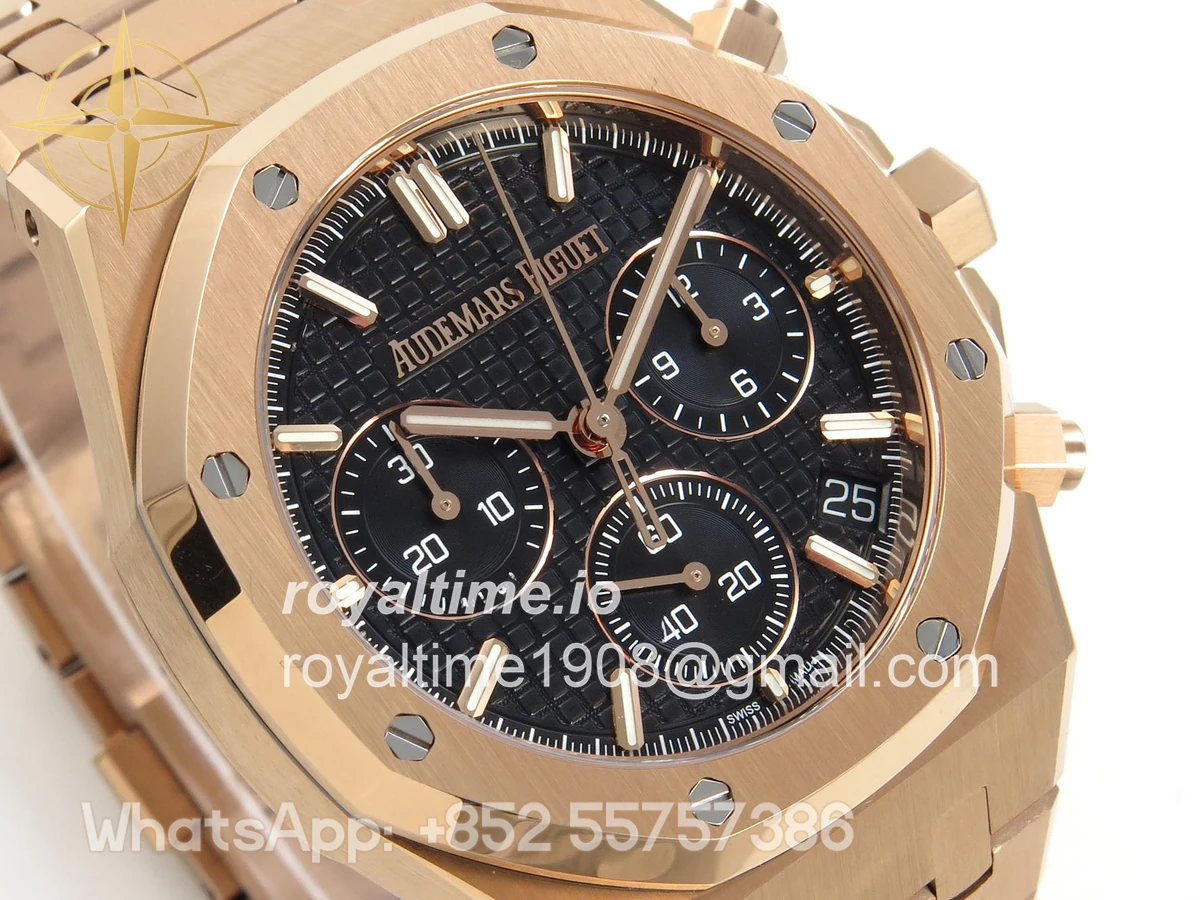 Audemars Piguet Royal Oak Chrono 26240 RG DDSF Black Dial on RG Bracelet DD4401 - Image 4