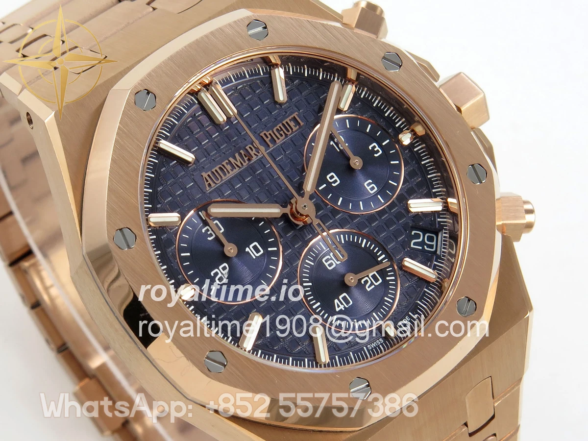 Audemars Piguet Royal Oak Chrono 26240 RG DDSF Blue Dial on RG Bracelet DD4401 - Image 4