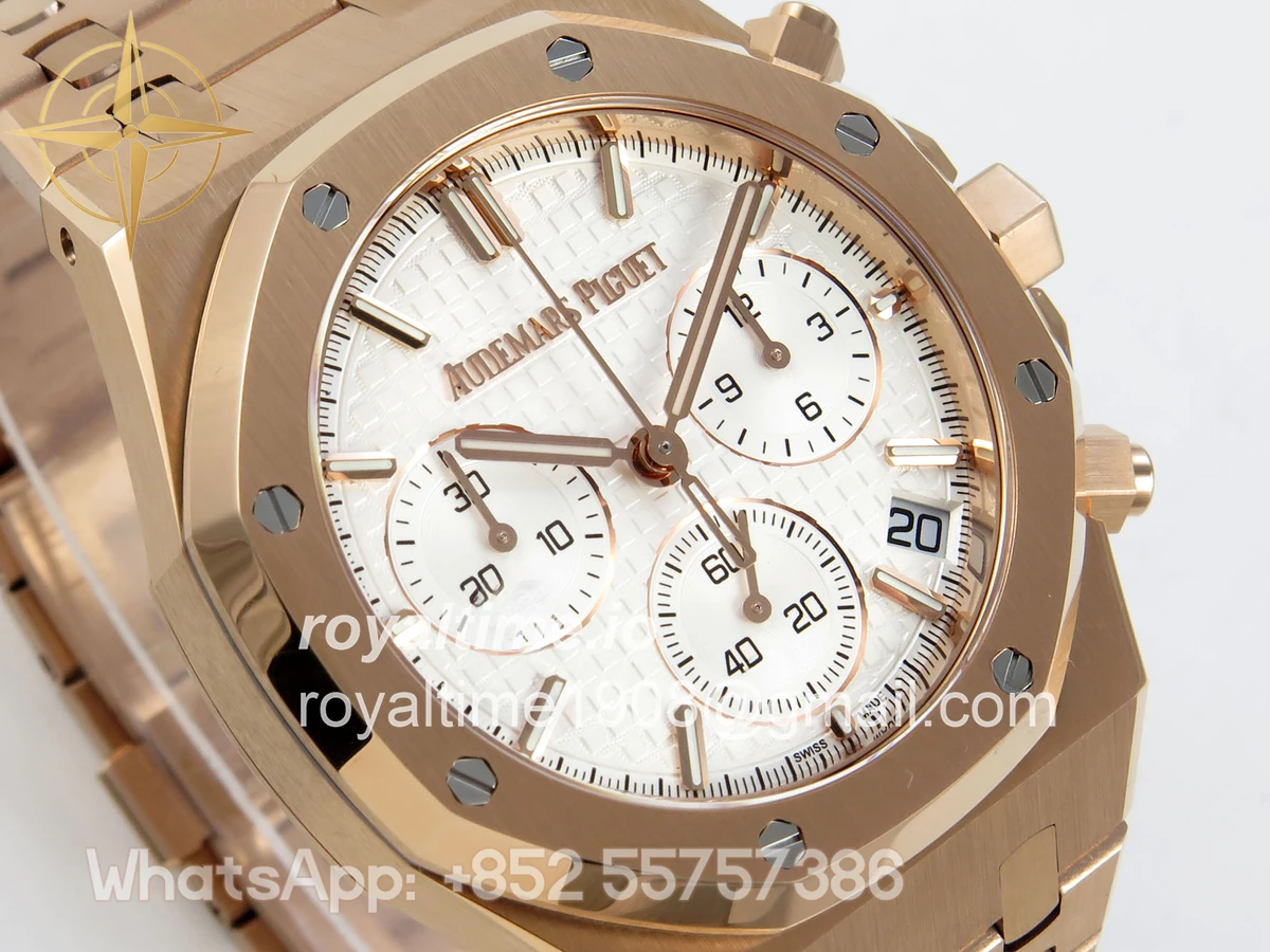 Audemars Piguet Royal Oak Chrono 26240 RG DDSF White Dial on RG Bracelet DD4401 - Image 4