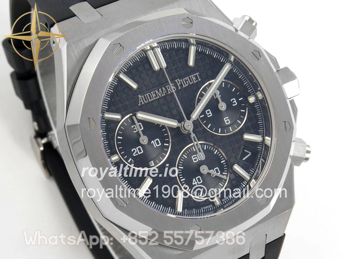 Audemars Piguet Royal Oak Chrono 26240 SS DDF Blue Dial on Black Rubber Strap DD4401 (SW Dial) - Image 4