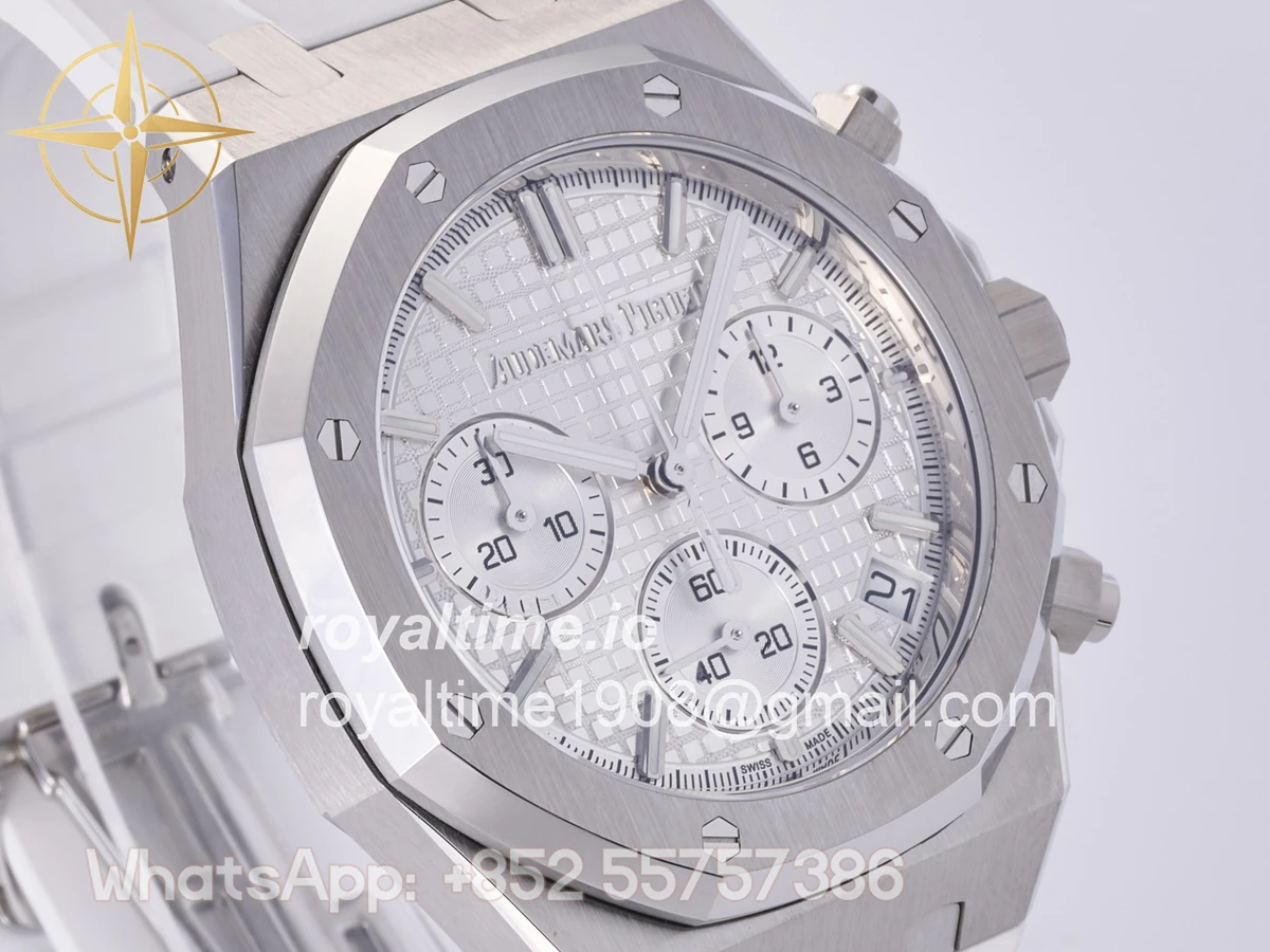 Audemars Piguet Royal Oak Chrono 26240 SS DDF Silver Dial on White Rubber Strap DD4401 (50th Anniversary) - Image 4