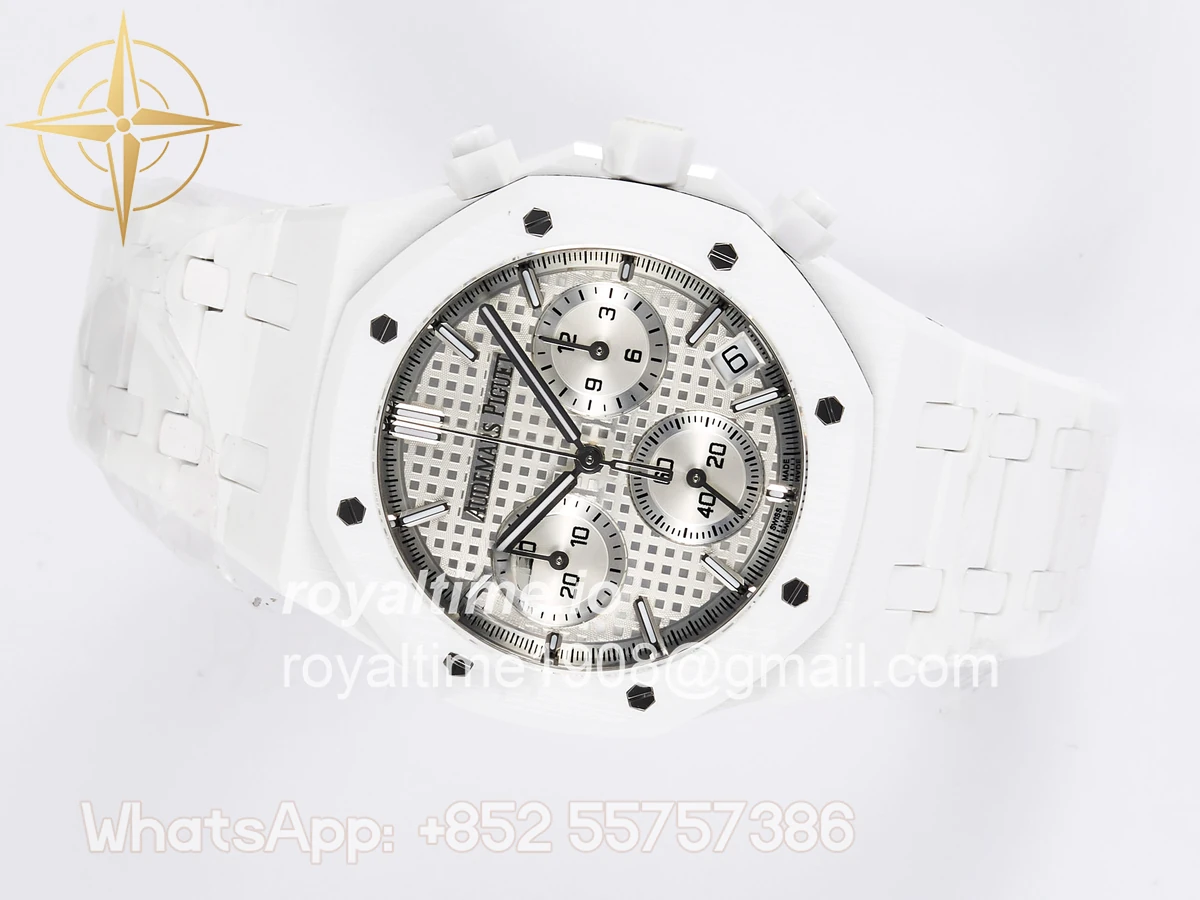 Audemars Piguet Royal Oak Chrono 26240 White Ceramic APSF Black Dial On White Ceramic Bracelet SA4401 - Image 4