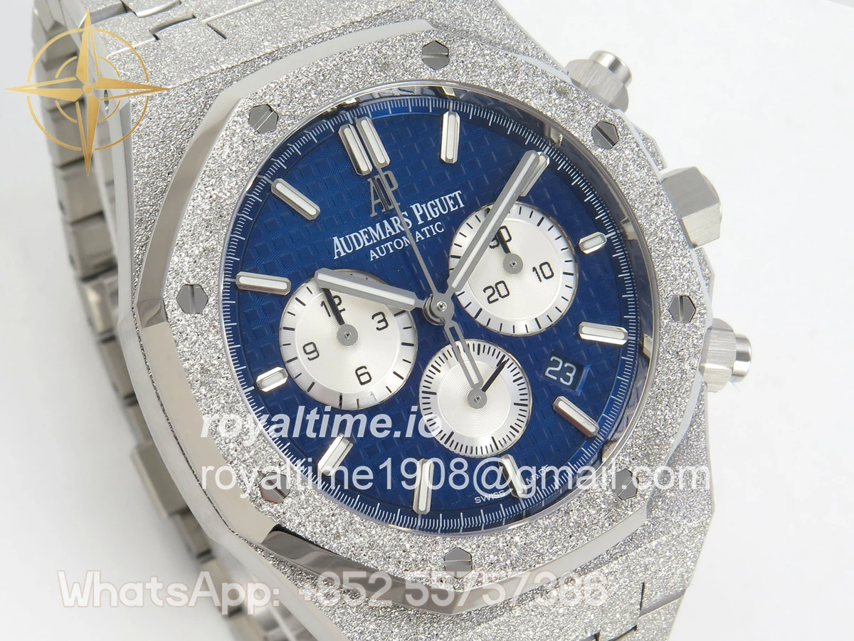 Audemars Piguet Royal Oak Chrono 26331 Frosted SS APSF Blue/White Dial on Bracelet A2385 - Image 4