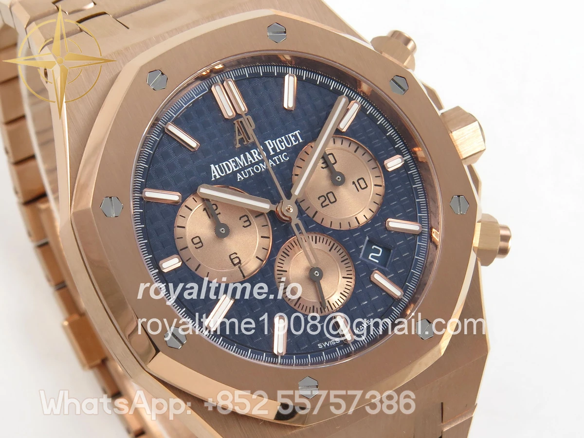 Audemars Piguet Royal Oak Chrono 26331 RG APSF Blue/RG Dial on RG Bracelet A2385 - Image 4
