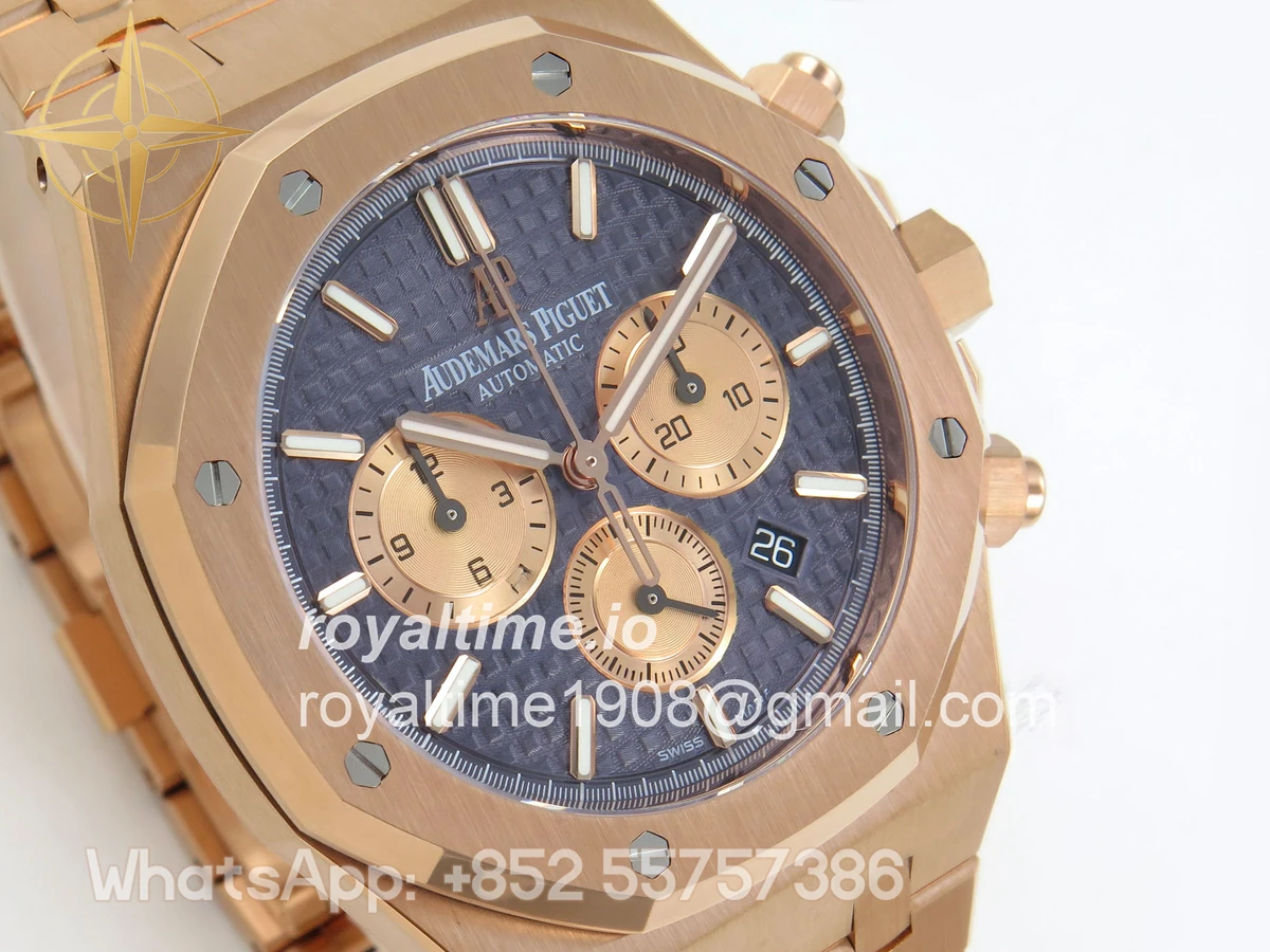 Audemars Piguet Royal Oak Chrono 26331 RG APWF Blue/RG Dial on RG Bracelet A2385 - Image 4