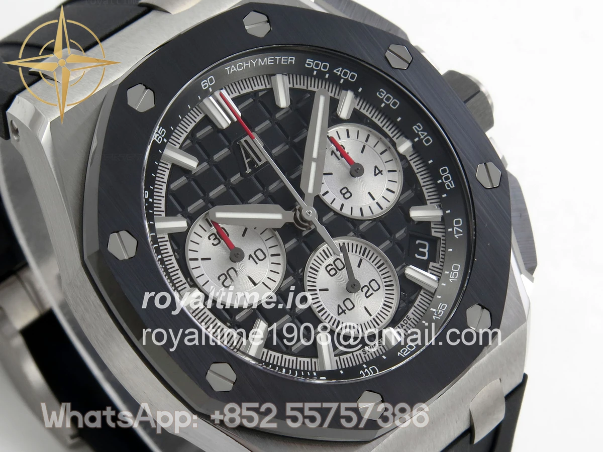 Audemars Piguet Royal Oak Offshore 43mm 26420 Ceramic Bezel SS DDF Black Dial On Black Rubber Strap DD4401 - Image 4