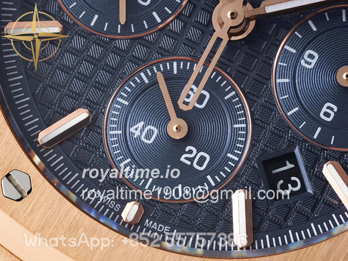 Audemars Piguet Royal Oak Self-Winding Chronograph Blue Dial in Rose Gold - Image 5
