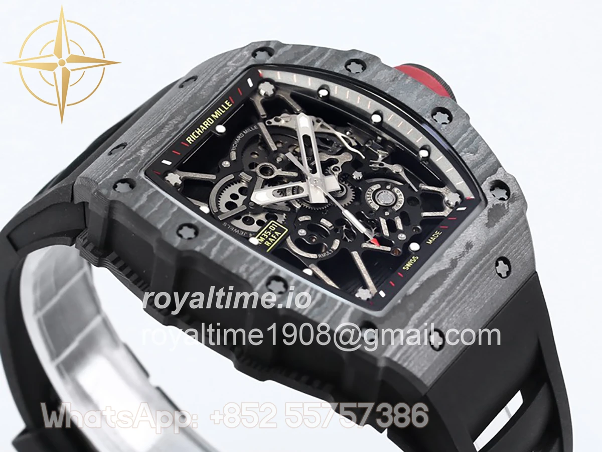 Richard Mille RM 035-01 Rafael Nadal NTPT Carbon on Black Rubber Strap - Image 5