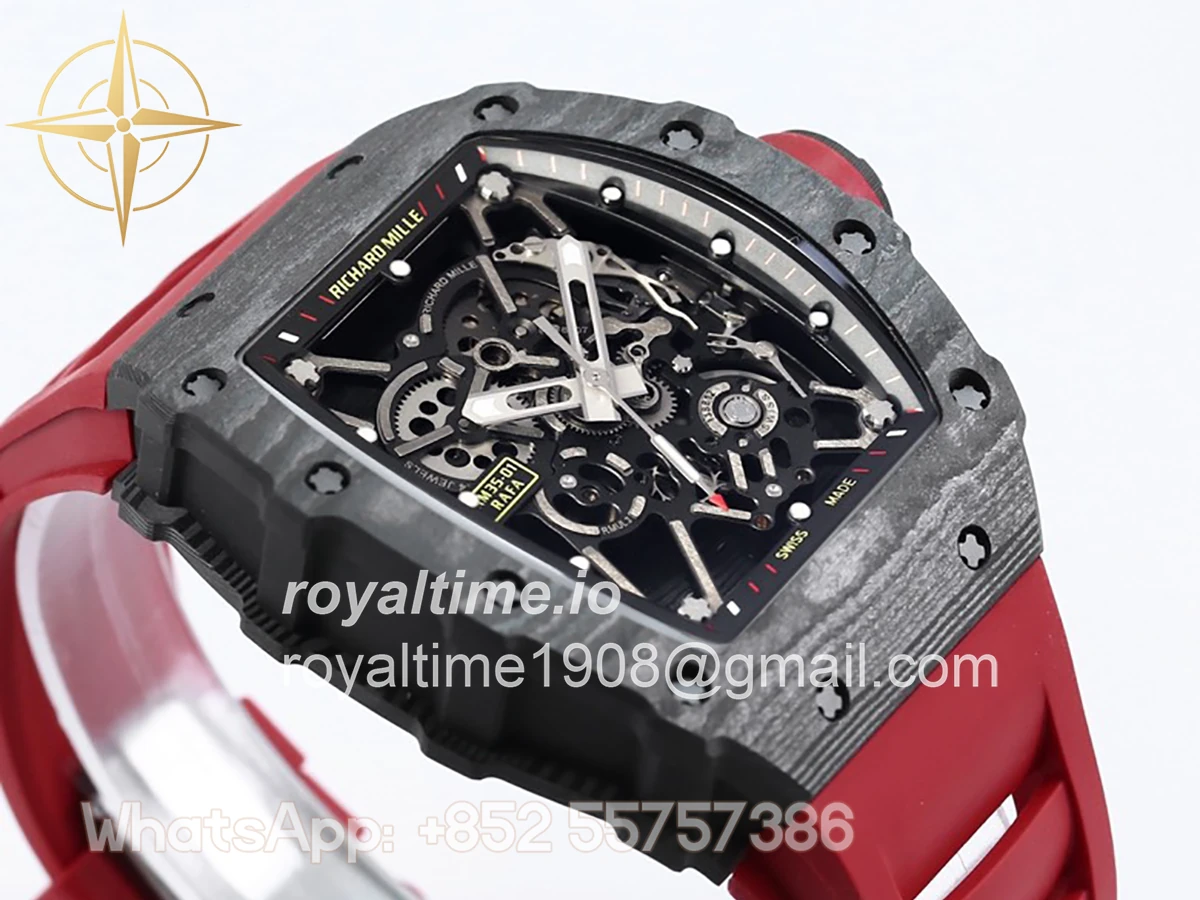 Richard Mille RM 035-01 Rafael Nadal NTPT Carbon on Red Rubber Strap - Image 5