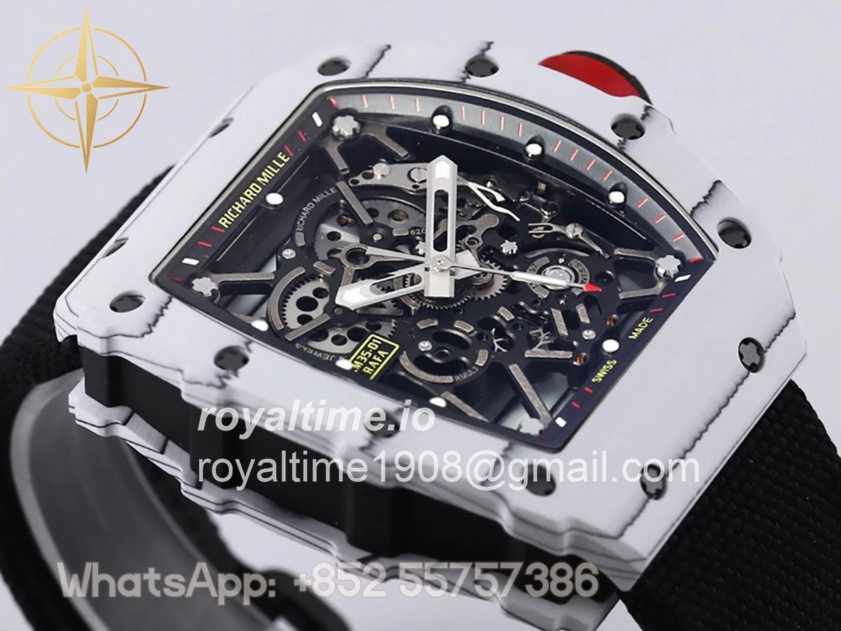Richard Mille RM 035-01 Rafael Nadal White NTPT on Black Nylon Strap - Image 5