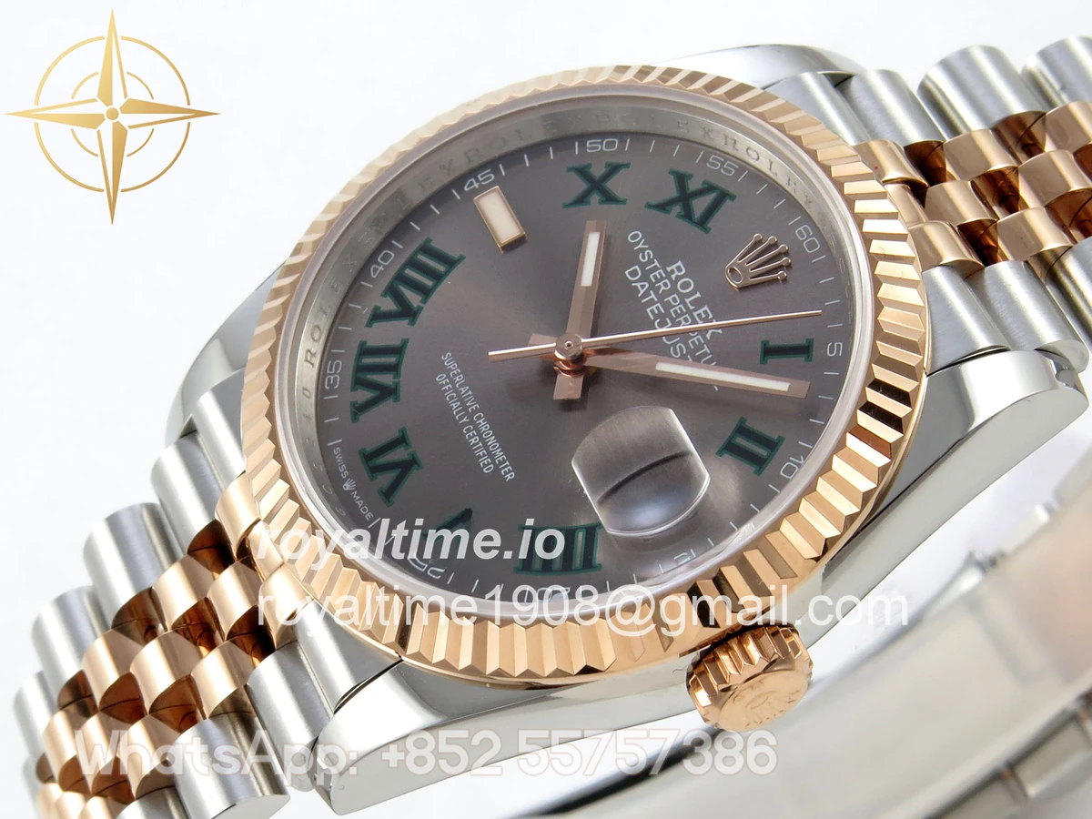 Rolex DateJust 36 126231 QF Gray Dial Green Roman on Jubilee Bracelet QF3235 - Image 5