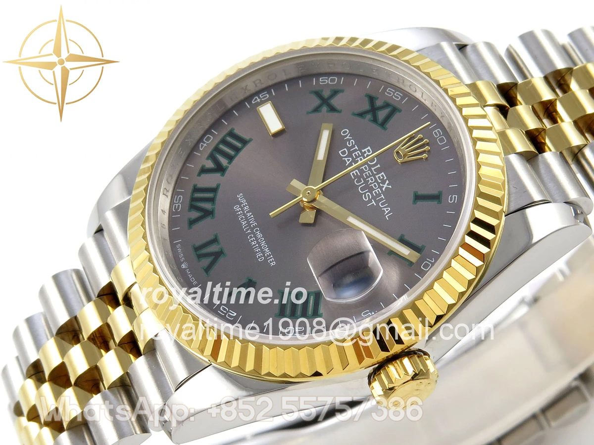 Rolex DateJust 36 126233 QF Gray Dial Green Roman on Jubilee Bracelet QF3235 - Image 5