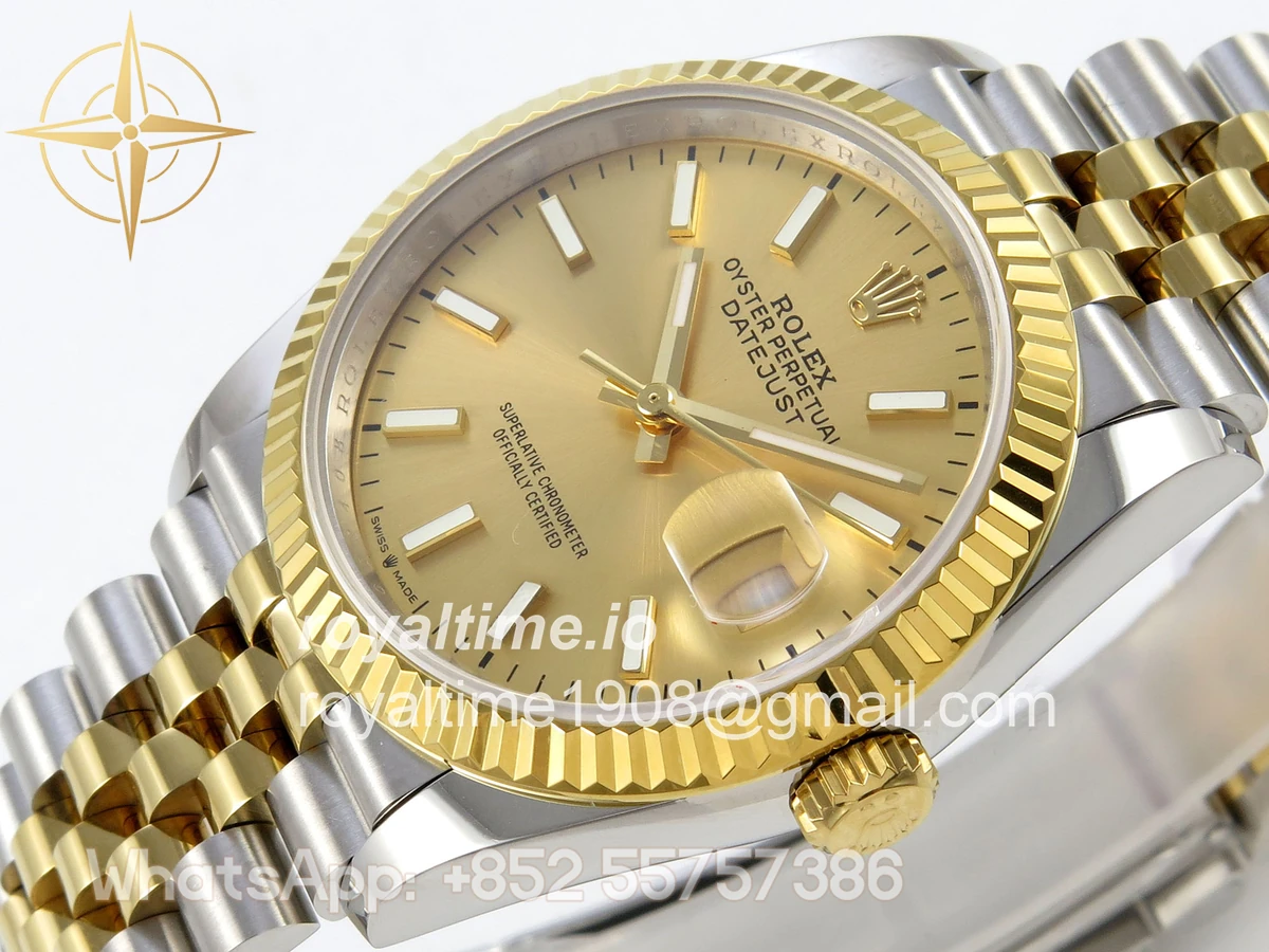 Rolex DateJust 36 126233 QF YG Stick Dial on Jubilee Bracelet QF3235 - Image 5