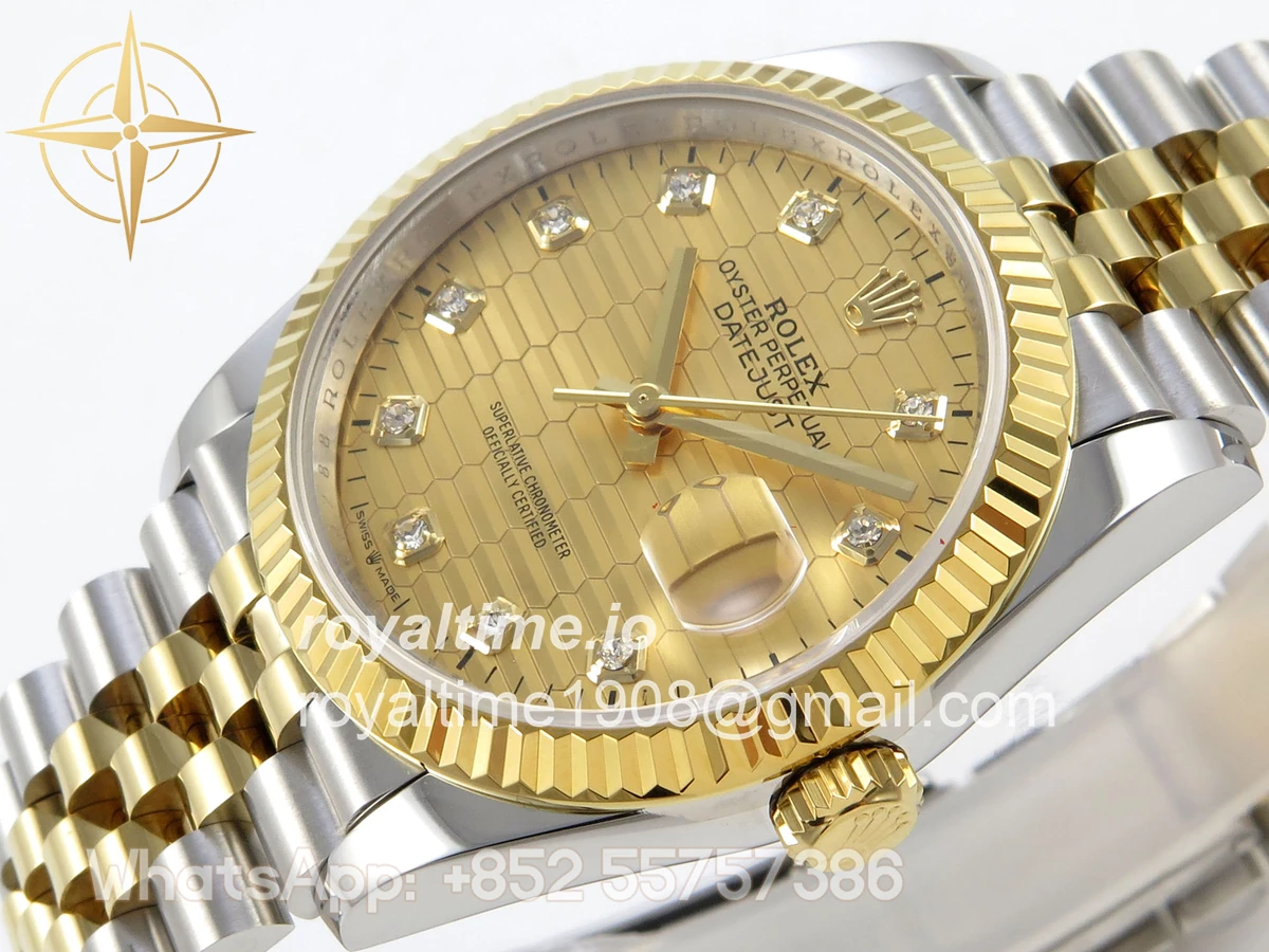 Rolex DateJust 36 126233 QF YG Textured DIamonds Dial on Jubilee Bracelet QF3235 - Image 5