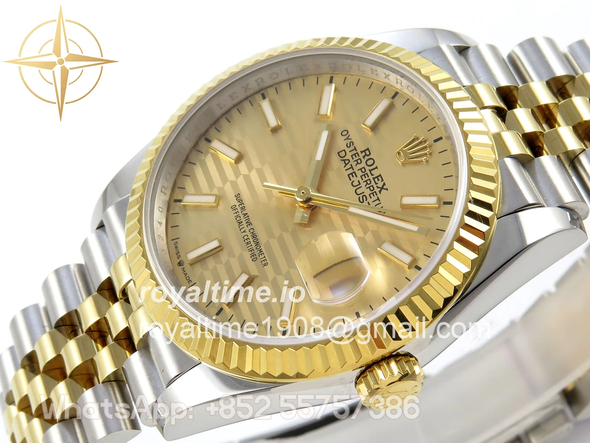 Rolex DateJust 36 126233 QF YG Textured Stick Dial on Jubilee Bracelet QF3235 - Image 5