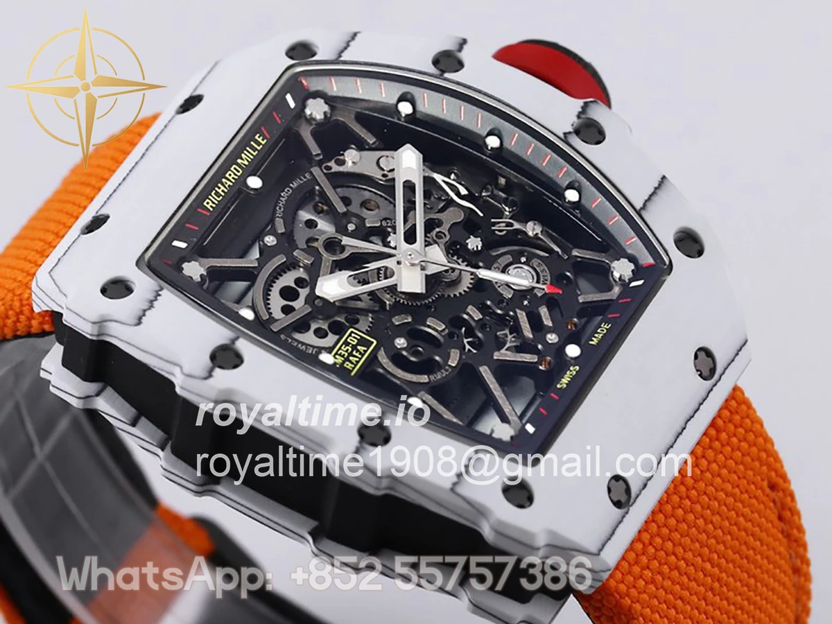 Richard Mille RM 035-01 Rafael Nadal White NTPT on Orange Nylon Strap - Image 5